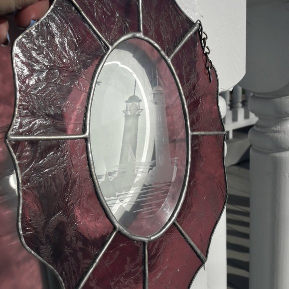 Stained Glass Etched Suncatcher Window Panel Lighthouse Bird Sailboat - Picture 9 of 14